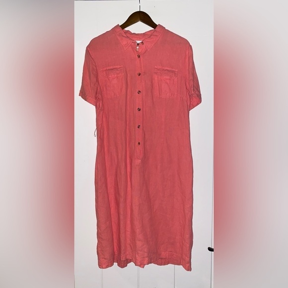 Talbot Irish Linen Pullover  Short Sleeve Orange Mini Dress Women‎ 16 Lagenlook - Picture 7 of 9